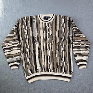 VTG Cotton Traders Multicolor Knit 3D Pullover Sweater Coogi Style Mens Size L
